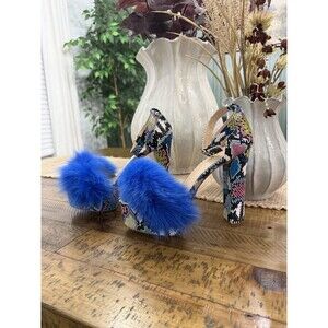 Azalea Wang Platform Heels Women’s 11 Faux Fur Multicolor Snakeskin Ankle Strap